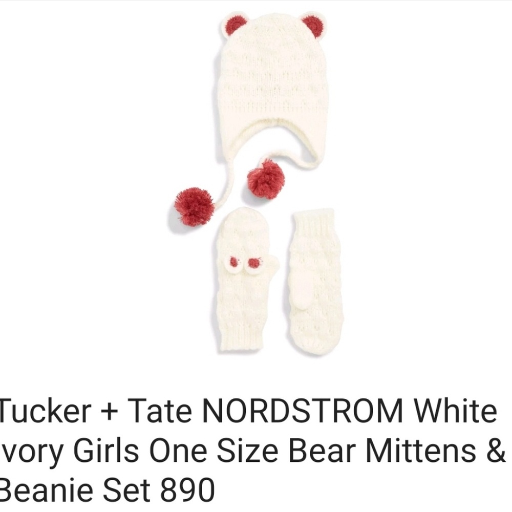NWT 3PC SET TUCKER & TATE Nordstrom Hat mitten set w 🐻 ears - Picture 5 of 6